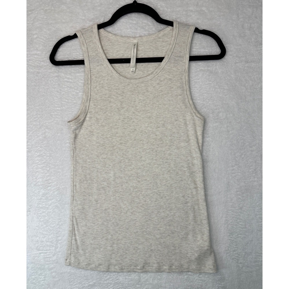 The Group Babaton Tank Top Women Medium Beige Ribbed Scoop Neck Sleeveless